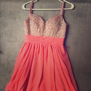 Sequin coral cocktail dress
